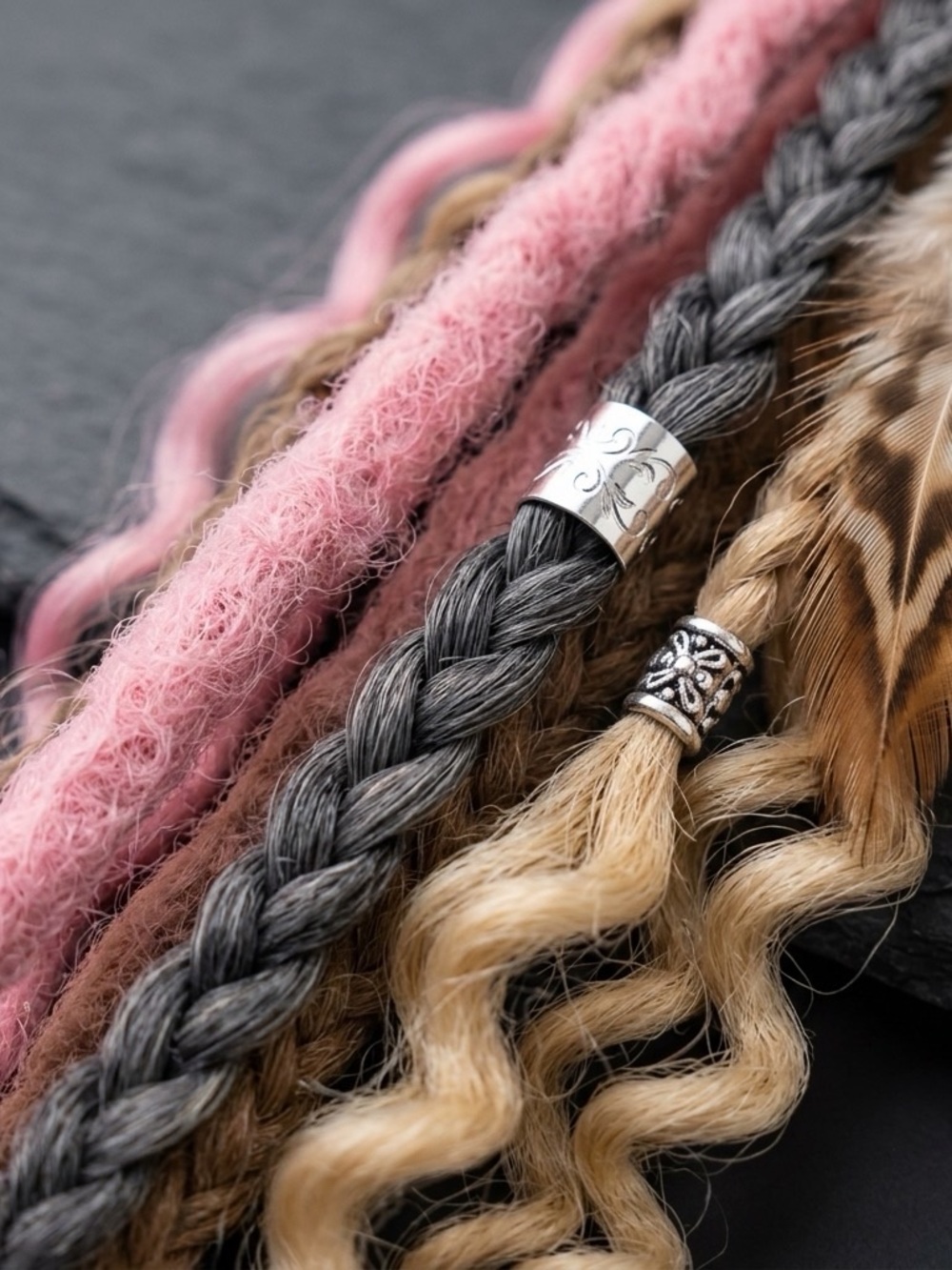 Blonde & Pink Curly Synthetic Goddess Braids Hair Extensions - Picture 7 of 10